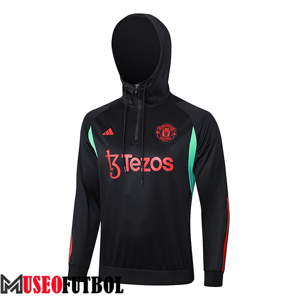 Sudadera De Entrenamiento Capucha Manchester United Negro/Rojo/Verde 2023/2024