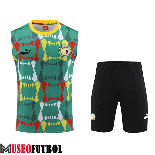 Camiseta Entrenamiento sin mangas + Cortos Sénégal Verde/Negro 2023/2024