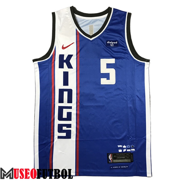 Camisetas Sacramento Kings (FOX #5) 2023/24 Blanco/Azul