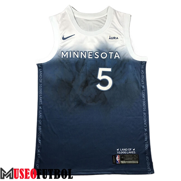 Camisetas Minnesota Timberwolves (EDWARDS #5) 2023/24 Negro/Azul -02