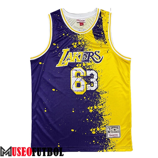 Camisetas Los Angeles Lakers (JAMES #23) 2023/24 Violeta/Amarillo -02