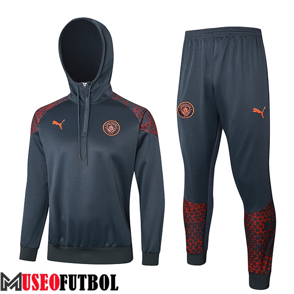 Chaqueta Con Capucha Chandal Manchester City Gris/Rojo 2023/2024