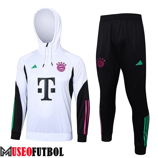 Chaqueta Con Capucha Chandal Bayern Munich Blanco/Negro 2023/2024