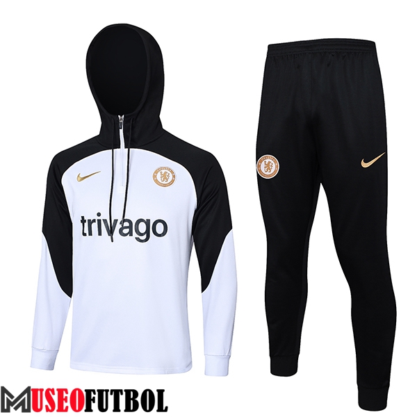 Chaqueta Con Capucha Chandal FC Chelsea Blanco/Negro 2023/2024 -02