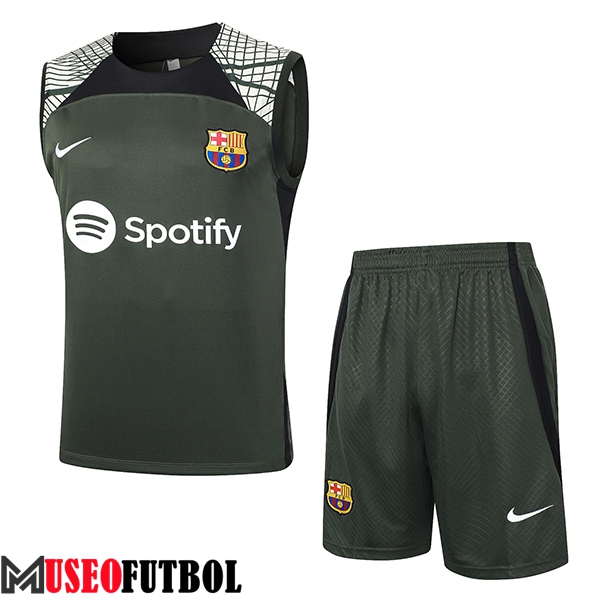 Camiseta Entrenamiento sin mangas + Cortos FC Barcelona Verde 2023/2024 -04