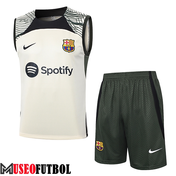 Camiseta Entrenamiento sin mangas + Cortos FC Barcelona Beige/Negro/Verde 2023/2024