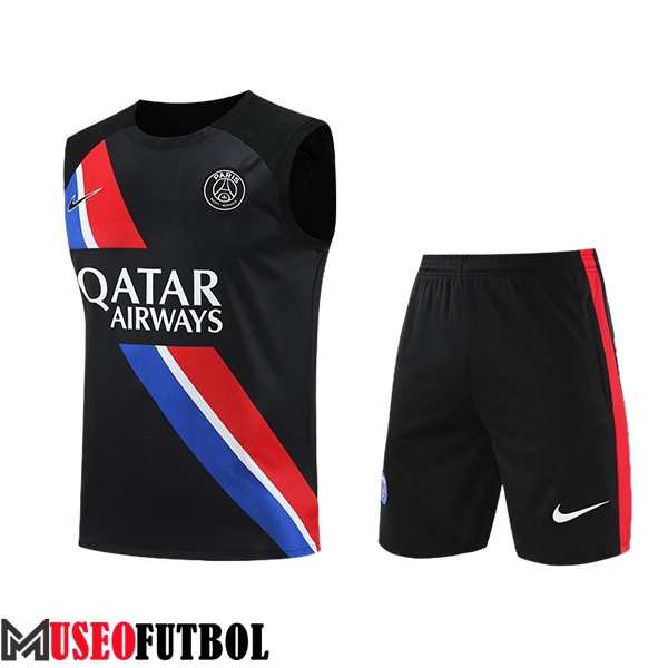 Camiseta Entrenamiento sin mangas + Cortos PSG Negro/Rojo/Azul 2023/2024