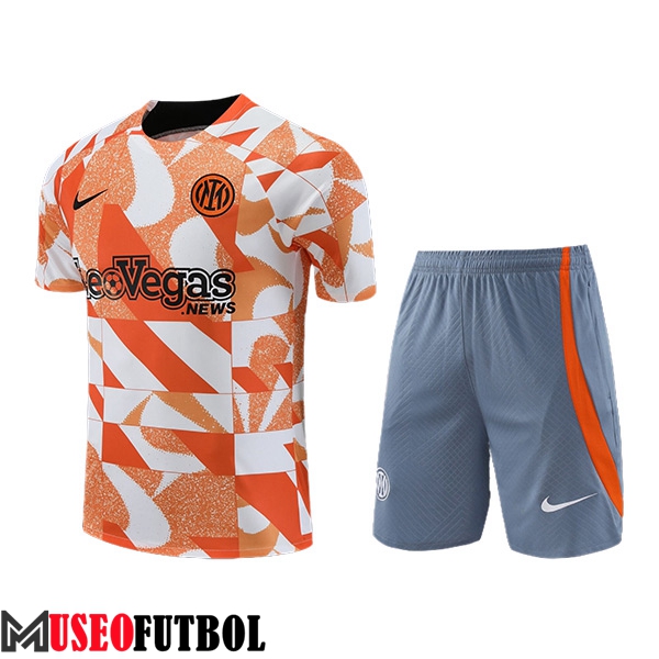 Camiseta Entrenamiento + Cortos Inter Milan Blanco/Naranja/Gris 2023/2024