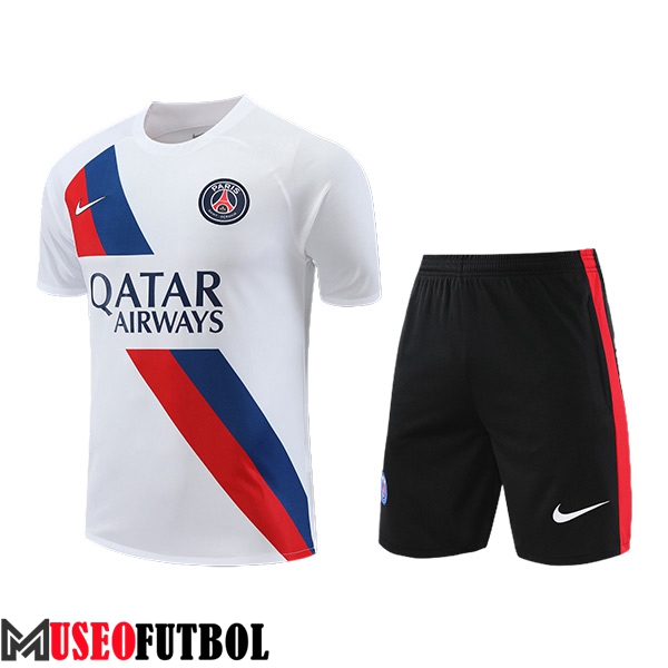 Camiseta Entrenamiento + Cortos PSG Blanco/Negro/Rojo/Azul 2023/2024