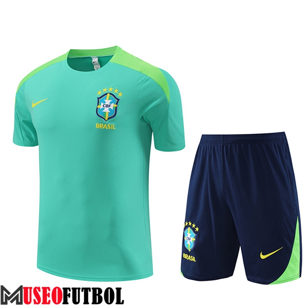 Camiseta Entrenamiento + Cortos Brasil Verde/Negro 2023/2024