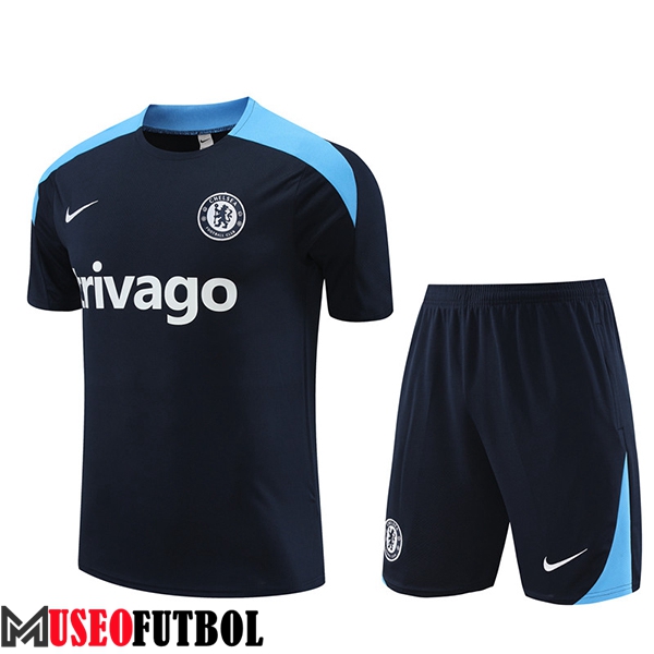 Camiseta Entrenamiento + Cortos FC Chelsea Negro/Azul 2023/2024