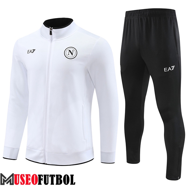 Chandal Equipos De Futbol - Chaqueta SSC Napoli Blanco/Negro 2023/2024