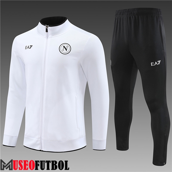 Chandal Equipos De Futbol - Chaqueta SSC Napoli Ninos Blanco/Negro 2023/2024