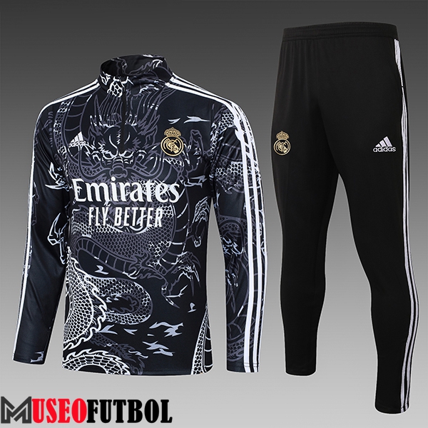 Chandal Equipos De Futbol Real Madrid Ninos Gris/Negro/Blanco 2023/2024