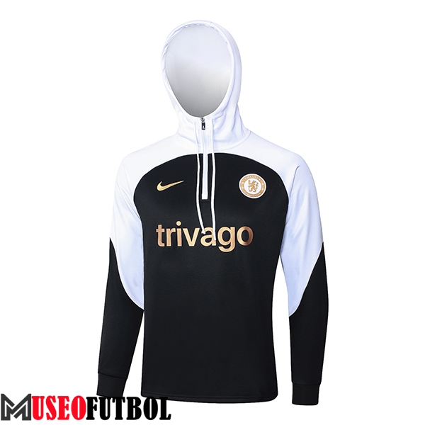 Sudadera De Entrenamiento Capucha FC Chelsea Blanco/Negro 2023/2024 -02