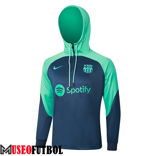 Sudadera De Entrenamiento Capucha FC Barcelona Azul/Verde 2023/2024