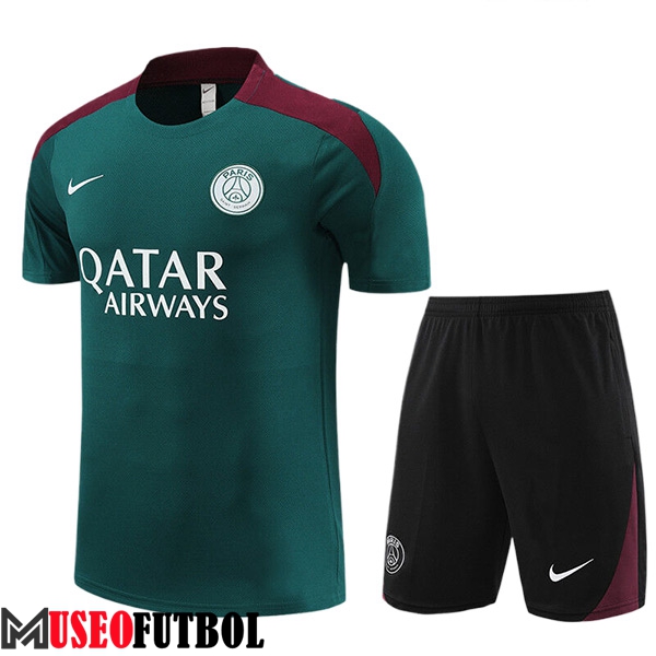 Camiseta Entrenamiento + Cortos PSG Ninos Verde/Rojo/Negro 2023/2024