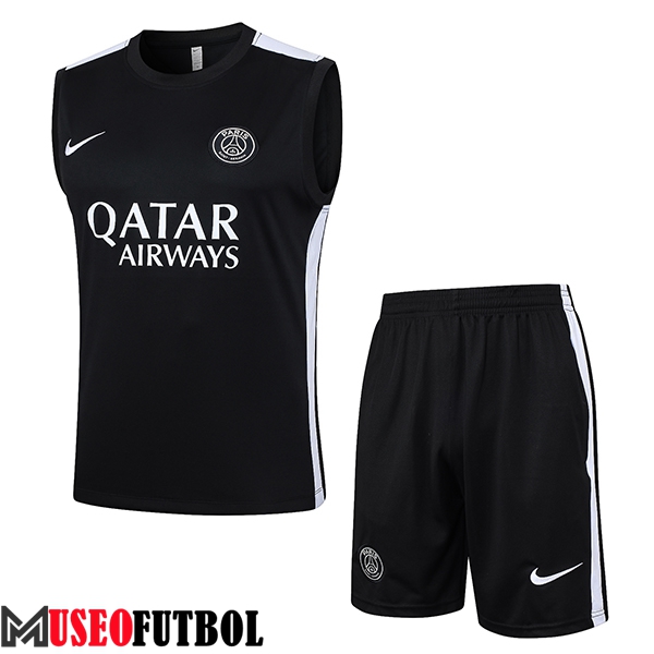 Camiseta Entrenamiento sin mangas + Cortos PSG Negro/Blanco 2023/2024