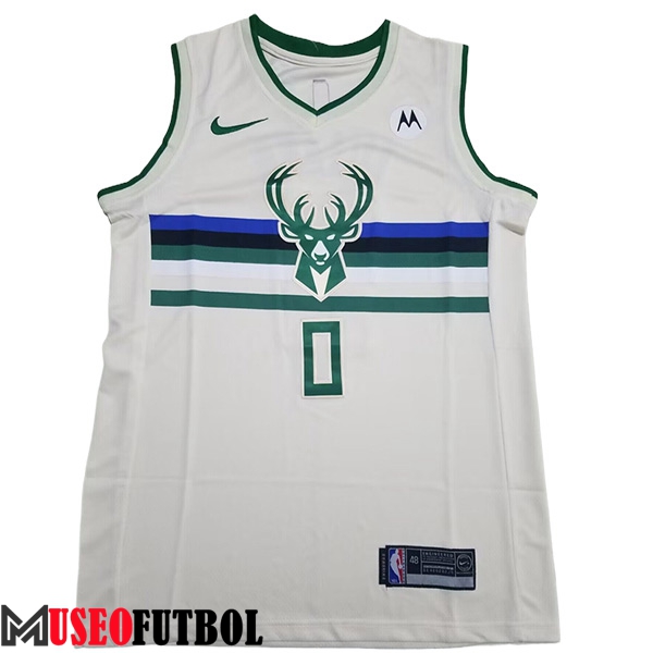 Camiseta Milwaukee Bucks (LILLARD #0) 2023/24 Blanco/Verde -02