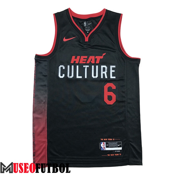 Camiseta Miami Heat (JAMES #6) 2023/24 Negro/Rojo