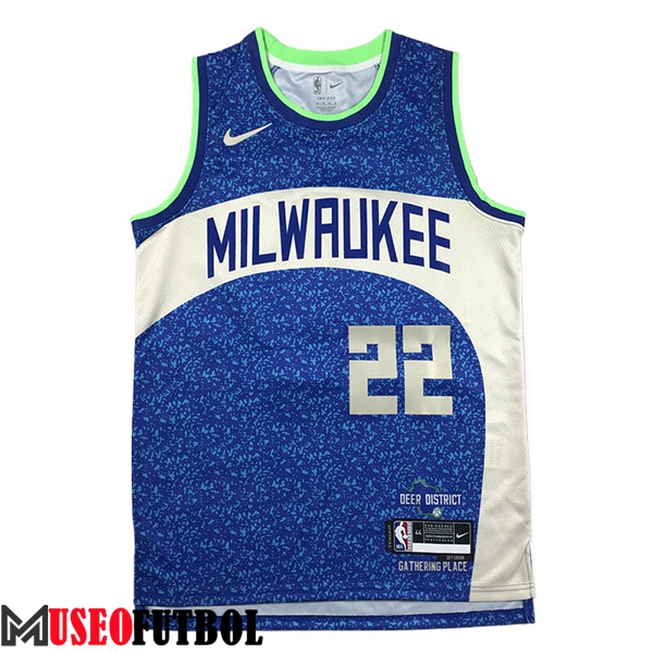 Camiseta Milwaukee Bucks (MIDDLETON #22) 2023/24 Azul/Blanco