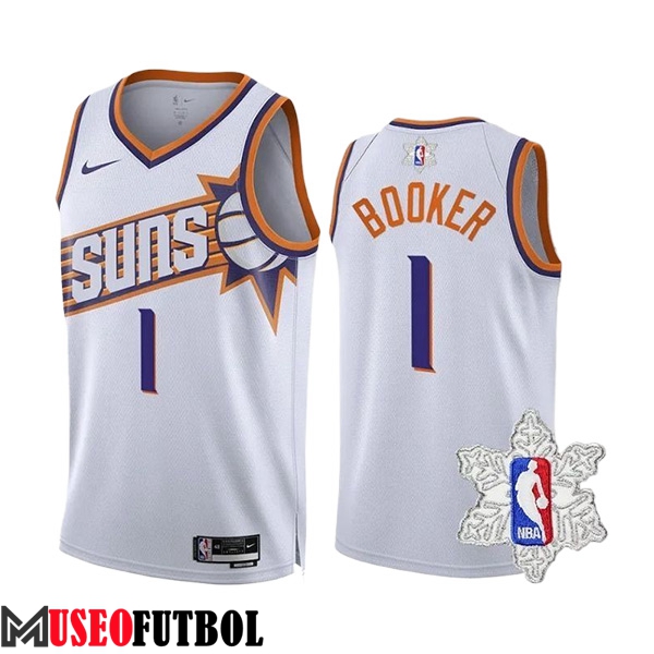 Camiseta Phoenix Suns (BOOKER #1) 2023/24 Blanco/Naranja