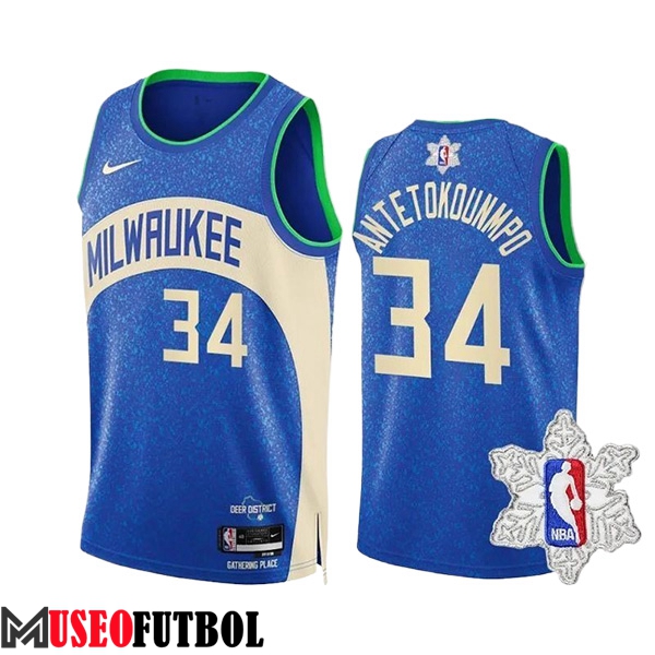 Camiseta Milwaukee Bucks (ANTETOKOUNMPO #34) 2023/24 Azul/Blanco -03