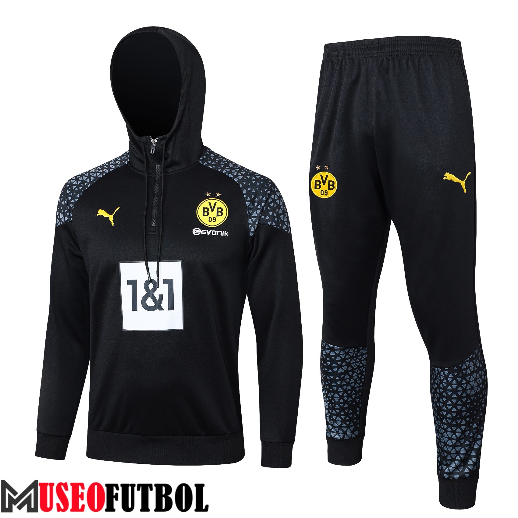 Chaqueta Con Capucha Chandal Dortmund BVB Negro/Gris 2023/2024