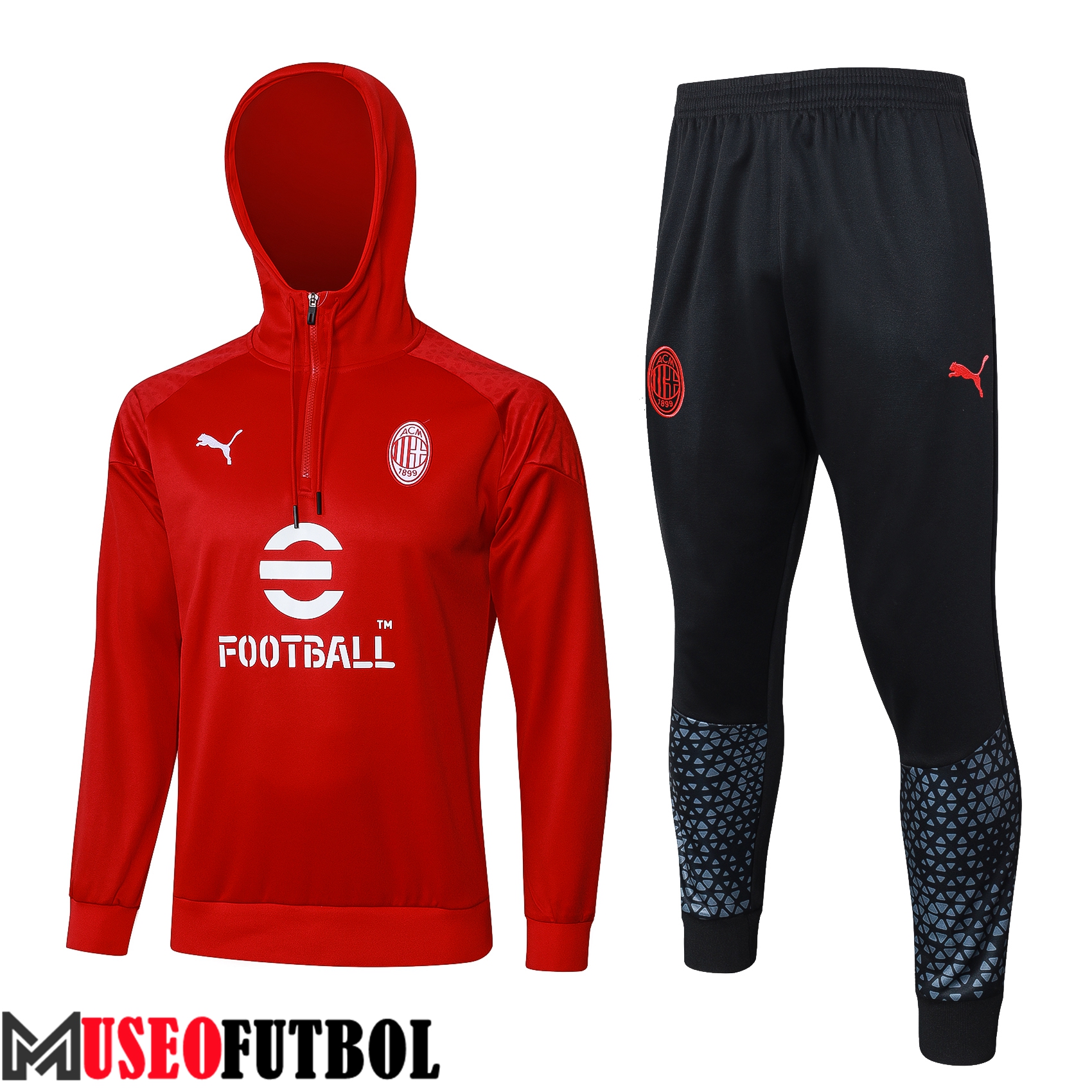 Chaqueta Con Capucha Chandal AC Milan Rojo/Blanco 2023/2024