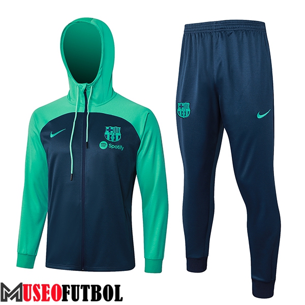 Chaqueta Con Capucha Chandal FC Barcelona Rompevientos Azul/Verde 2023/2024