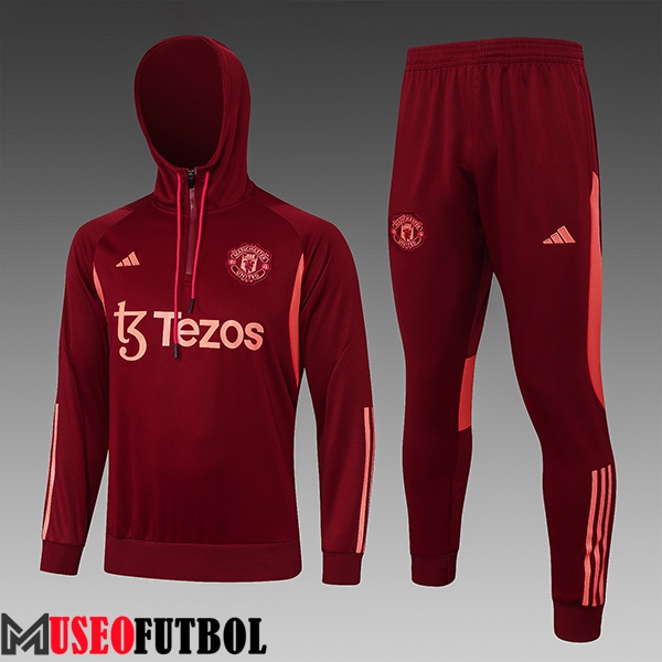 Chaqueta Con Capucha Chandal Manchester United Ninos Rojo/Naranja 2023/2024