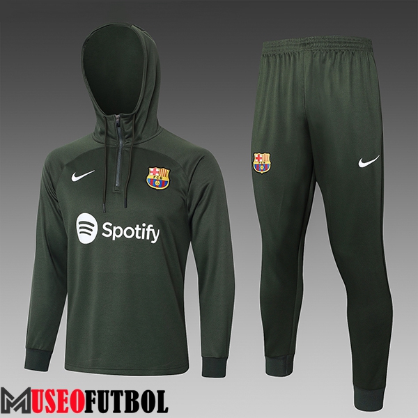 Chaqueta Con Capucha Chandal FC Barcelona Ninos Verde 2023/2024