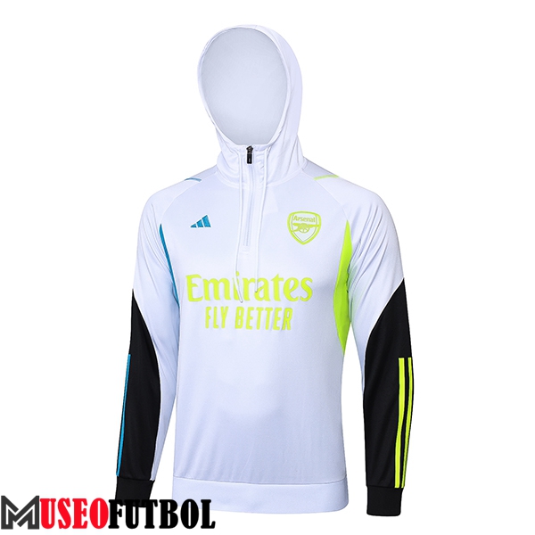 Sudadera De Entrenamiento Capucha Arsenal Blanco/Negro/Azul/Verde 2023/2024