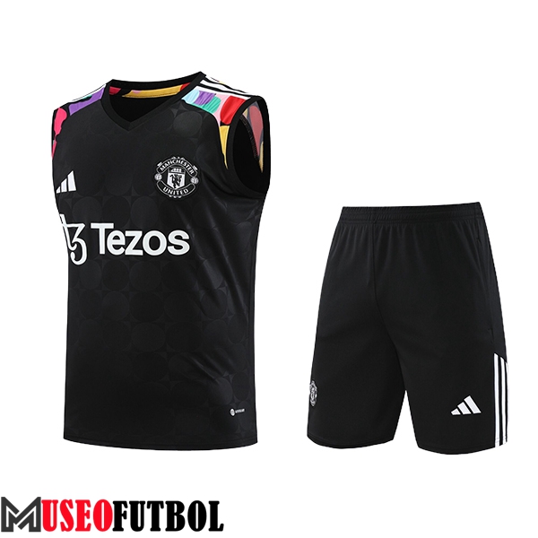 Camiseta Entrenamiento sin mangas + Cortos Manchester United Negro 2024/2025 -06