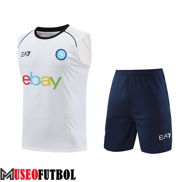 Camiseta Entrenamiento sin mangas + Cortos SSC Napoli Blanco/Azul 2024/2025