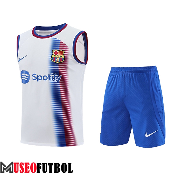 Camiseta Entrenamiento sin mangas + Cortos FC Barcelona Blanco/Azul 2024/2025