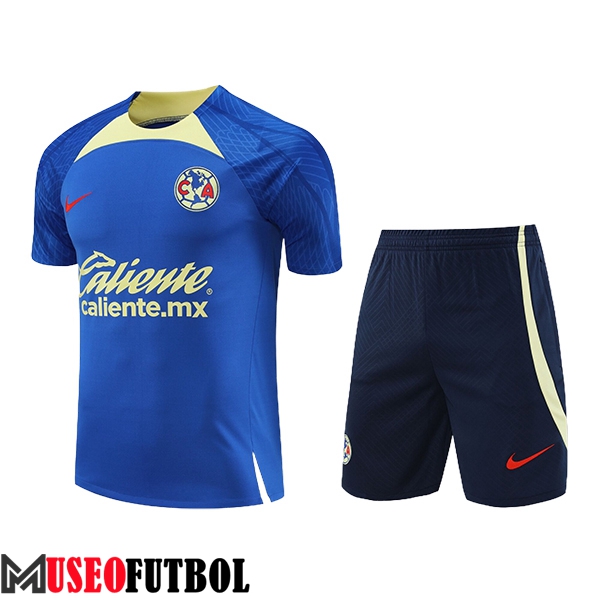 Camiseta Entrenamiento + Cortos Club America Azul/Verde 2024/2025