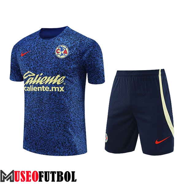 Camiseta Entrenamiento + Cortos Club America Azul/Negro/Verde 2024/2025