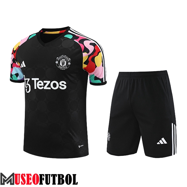 Camiseta Entrenamiento + Cortos Manchester United Negro 2024/2025 -05