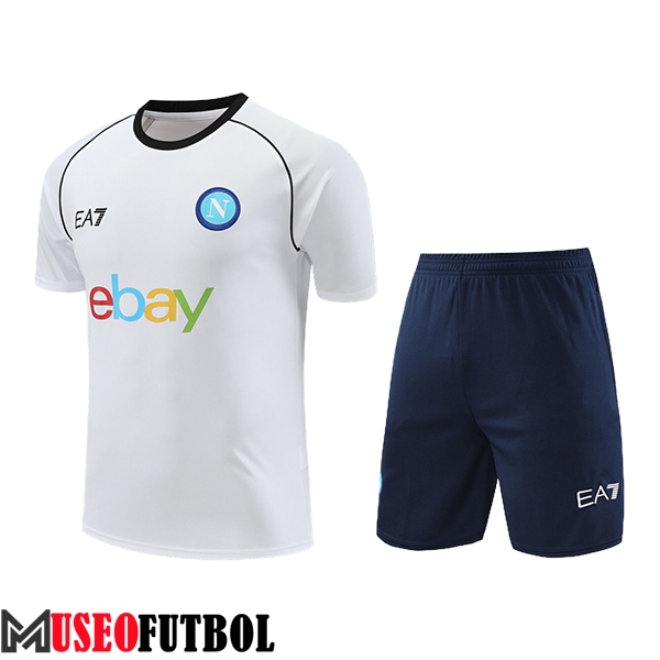 Camiseta Entrenamiento + Cortos SSC Napoli Blanco/Azul 2024/2025