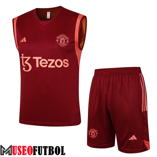 Camiseta Entrenamiento sin mangas + Cortos Manchester United Rojo 2024/2025 -03