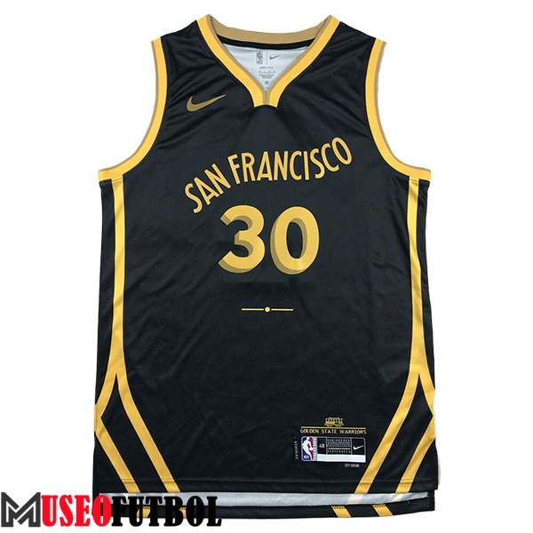 Camisetas Golden State Warriors (CURRY #30) 2023/24 Negro/Amarillo -05