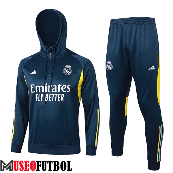 Chaqueta Con Capucha Chandal Rompevientos Real Madrid Azul/Amarillo 2023/2024