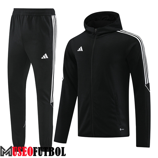 Chaqueta Con Capucha Chandal Rompevientos Adidas Negro/Blanco 2023/2024