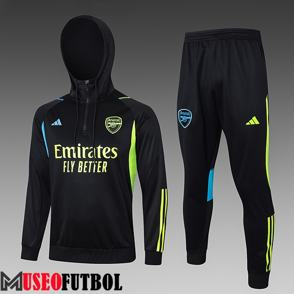 Chaqueta Con Capucha Chandal Arsenal Ninos Negro/Verde/Azul 2023/2024