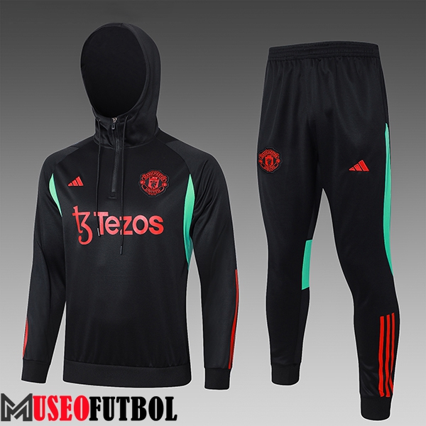 Chaqueta Con Capucha Chandal Manchester United Ninos Negro/Rojo/Verde 2023/2024