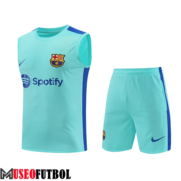 Camiseta Entrenamiento sin mangas + Cortos FC Barcelona Azul Claro 2023/2024 -02