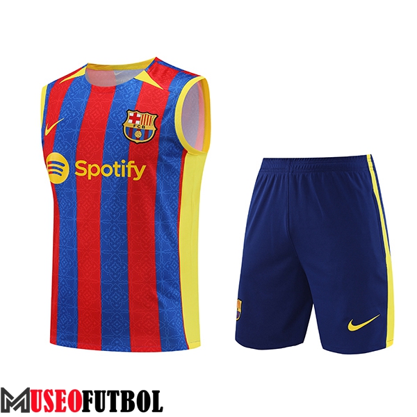 Camiseta Entrenamiento sin mangas + Cortos FC Barcelona Rojo/Azul 2023/2024 -03