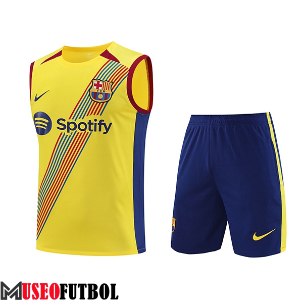 Camiseta Entrenamiento sin mangas + Cortos FC Barcelona Amarillo 2023/2024 -04