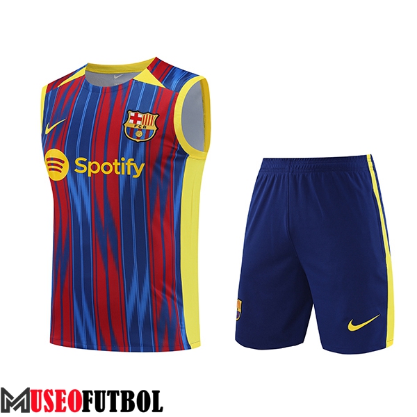 Camiseta Entrenamiento sin mangas + Cortos FC Barcelona Rojo/Azul 2023/2024 -02